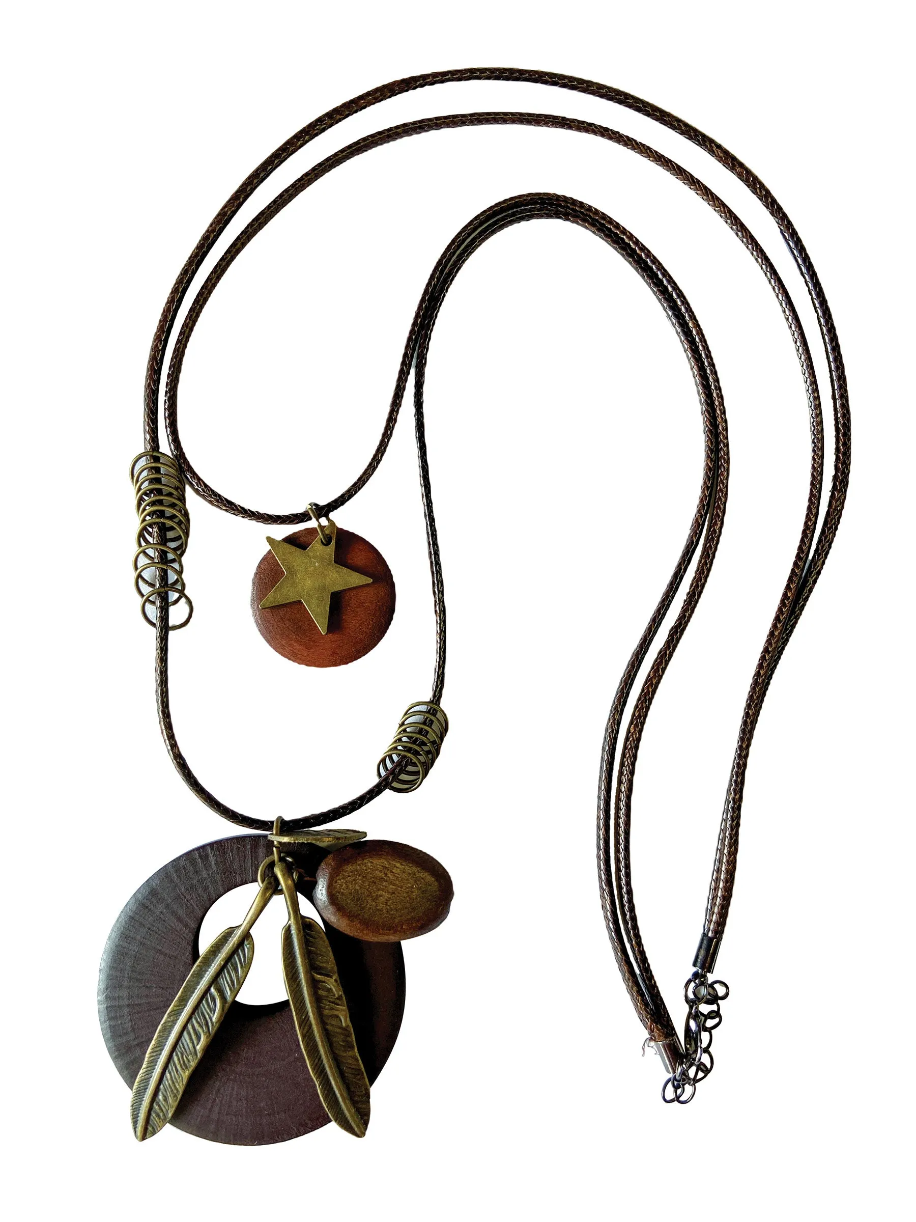 Multilayer Feathers, Charm, Star Pendant Necklace