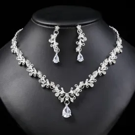 Necklace And Earrings Suite Female Clip Zircon Accessories