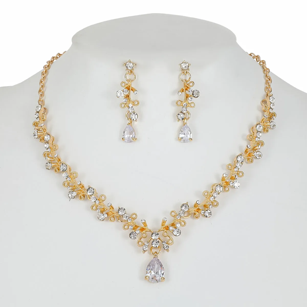 Necklace And Earrings Suite Female Clip Zircon Accessories