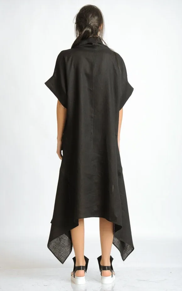 Oversize Black Linen Dress