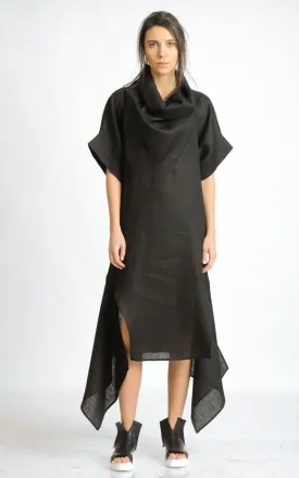 Oversize Black Linen Dress