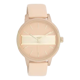 Peach pink/gold coloured OOZOO watch with peach pink leather strap - C11151