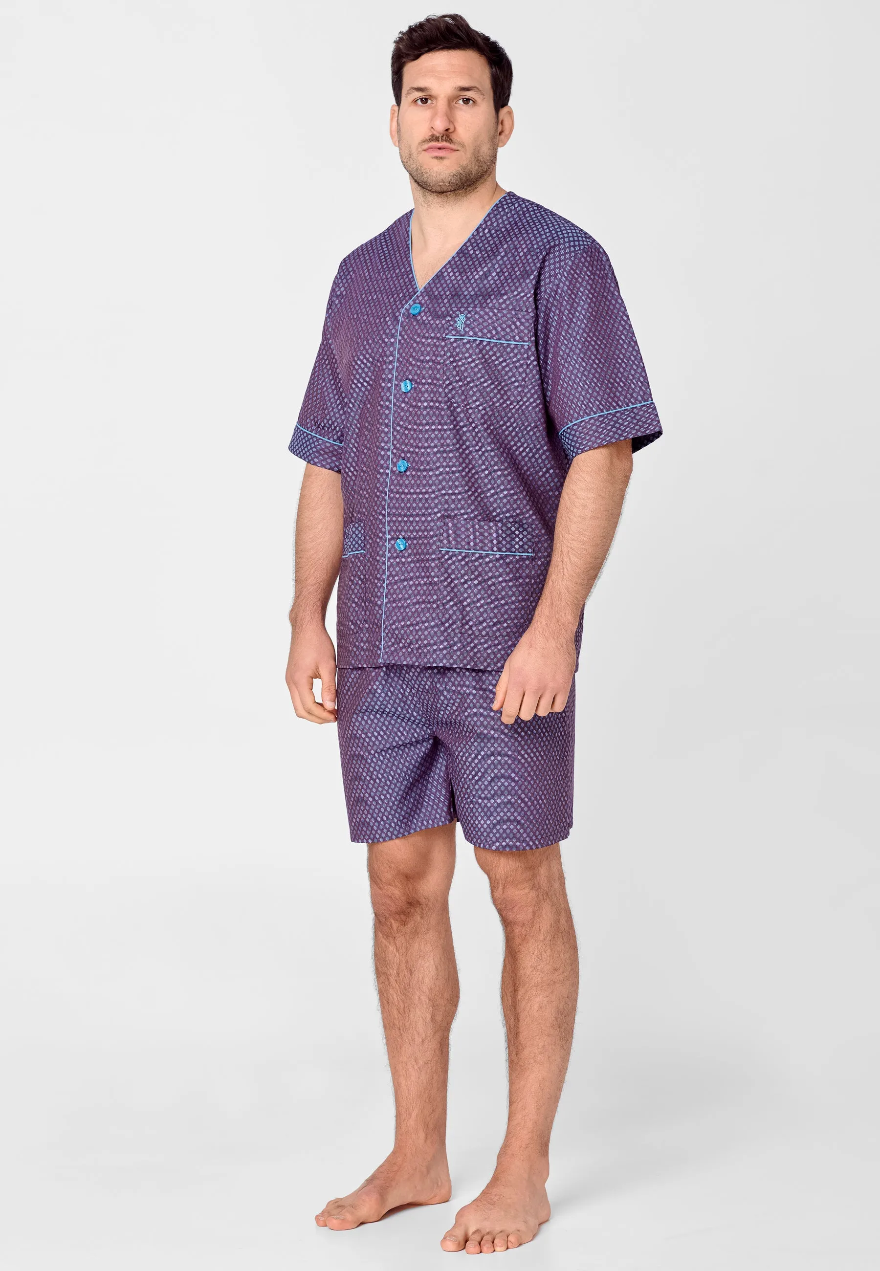 Pijama Hombre Corto Premium Judo Popelín Estampado - Rojo 4741_89