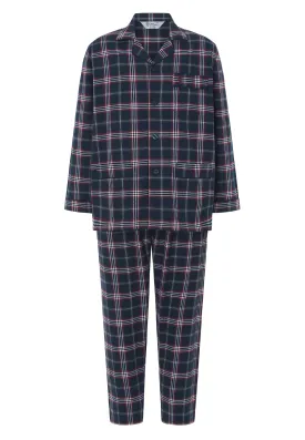 Pijama Hombre Invierno Largo Solapa Franela Cuadros - Azul 2810_39