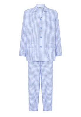 Pijama Hombre Largo Premium Solapa Bambú Cuadros - Azul 2708_36