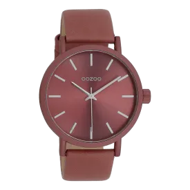 Pink OOZOO watch with pink leather strap - C11195