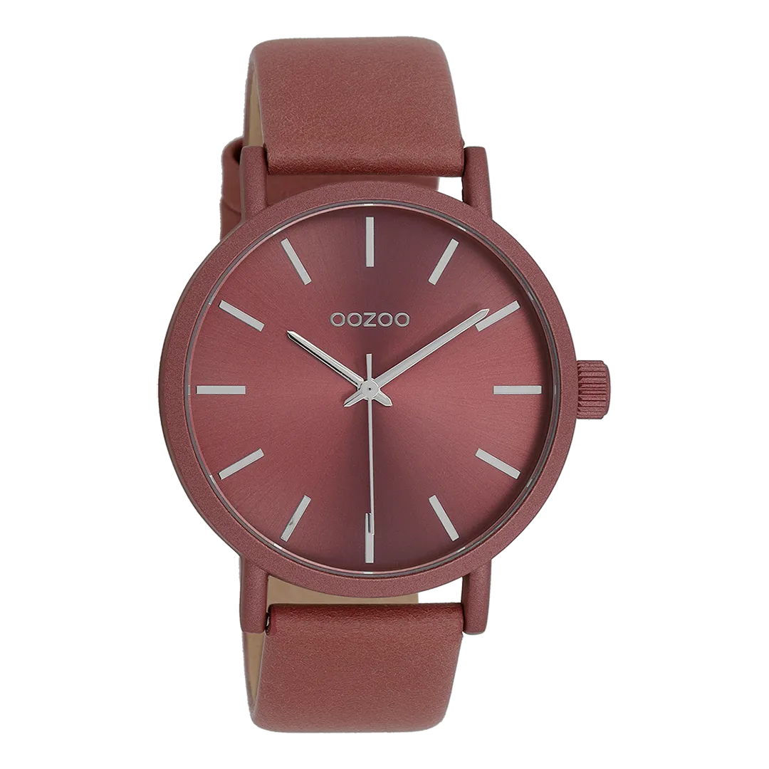 Pink OOZOO watch with pink leather strap - C11195