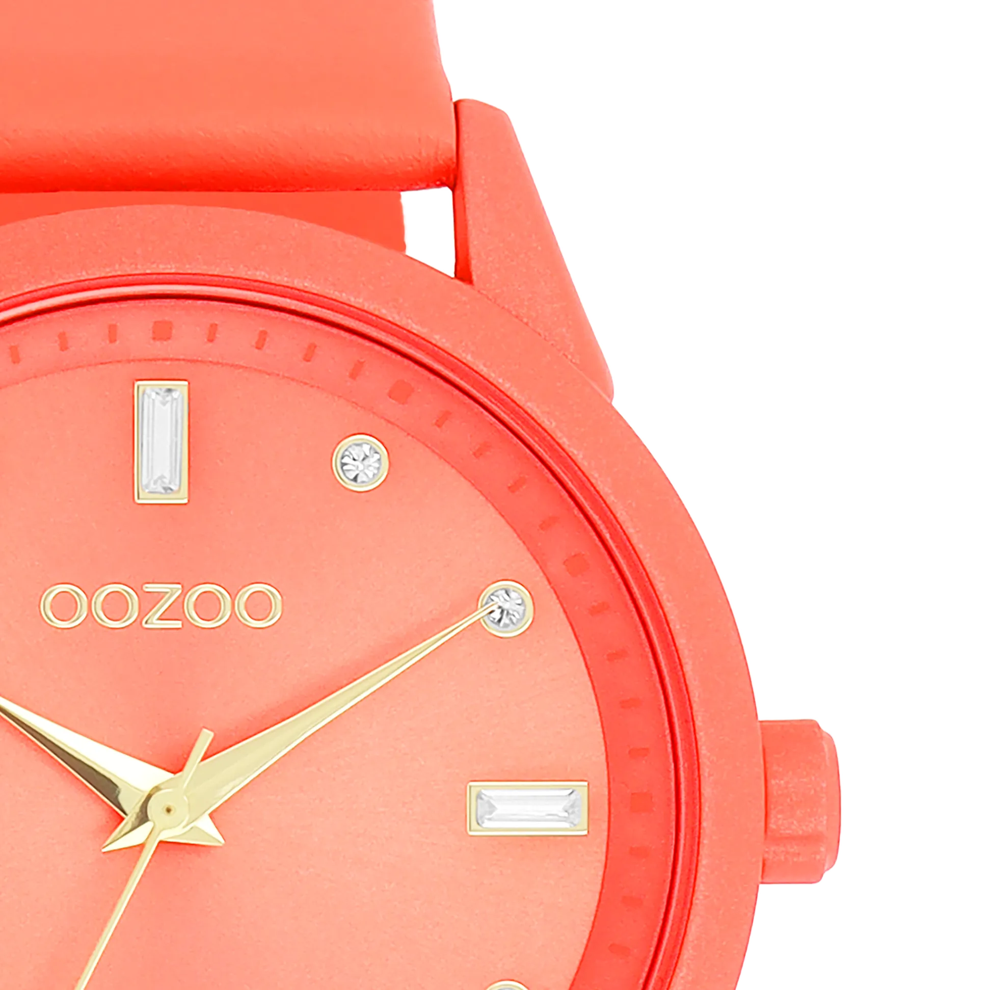 Pink shell coloured OOZOO watch with pink shell coloured leather strap - C11285