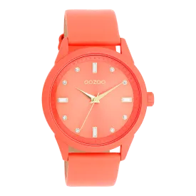 Pink shell coloured OOZOO watch with pink shell coloured leather strap - C11285