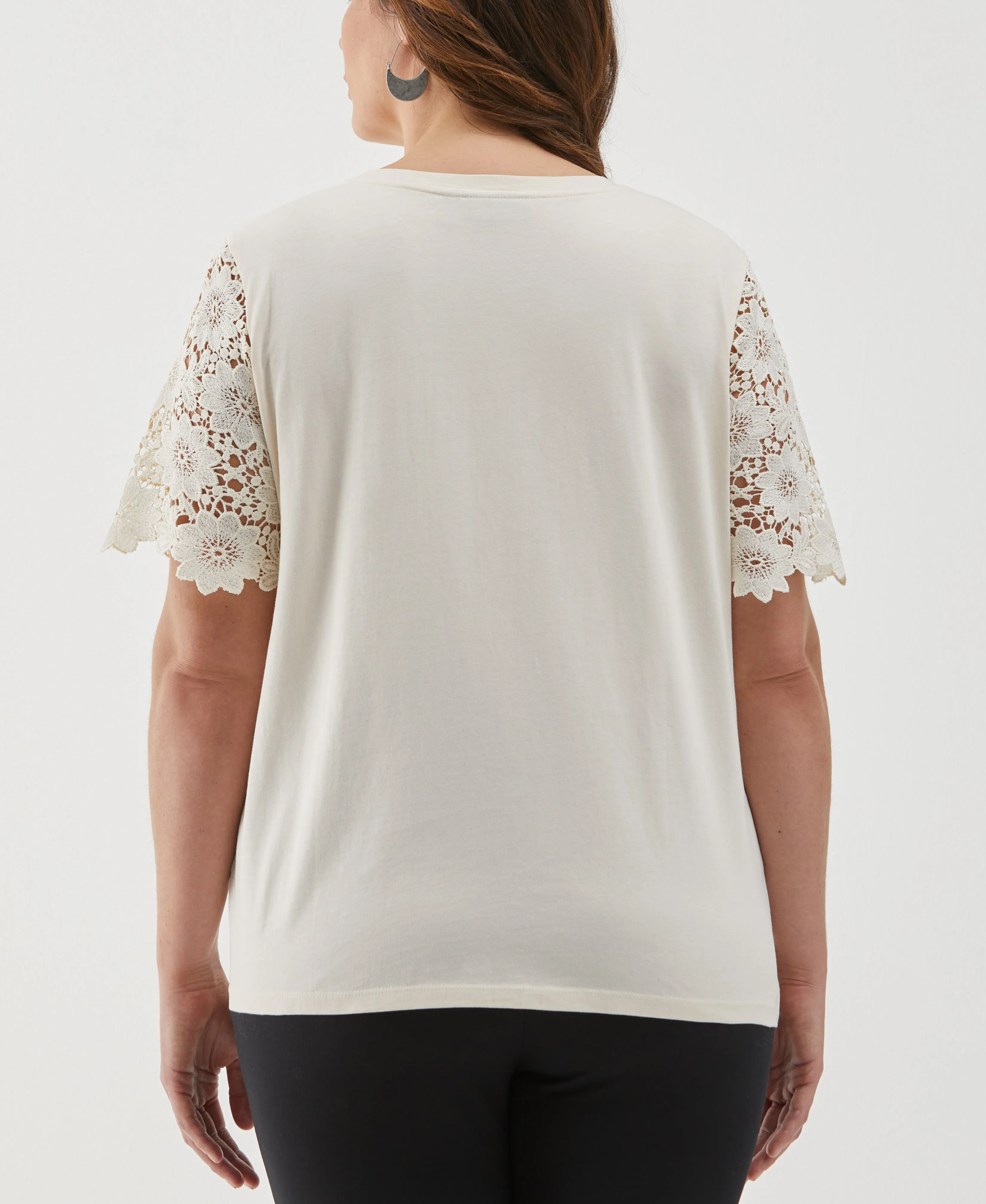 Plus Size Lace Yoke Knit Top