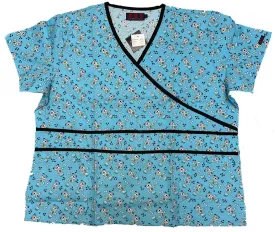 Printed Wrap Style Scrub Top With 1/2" Trim Closeout