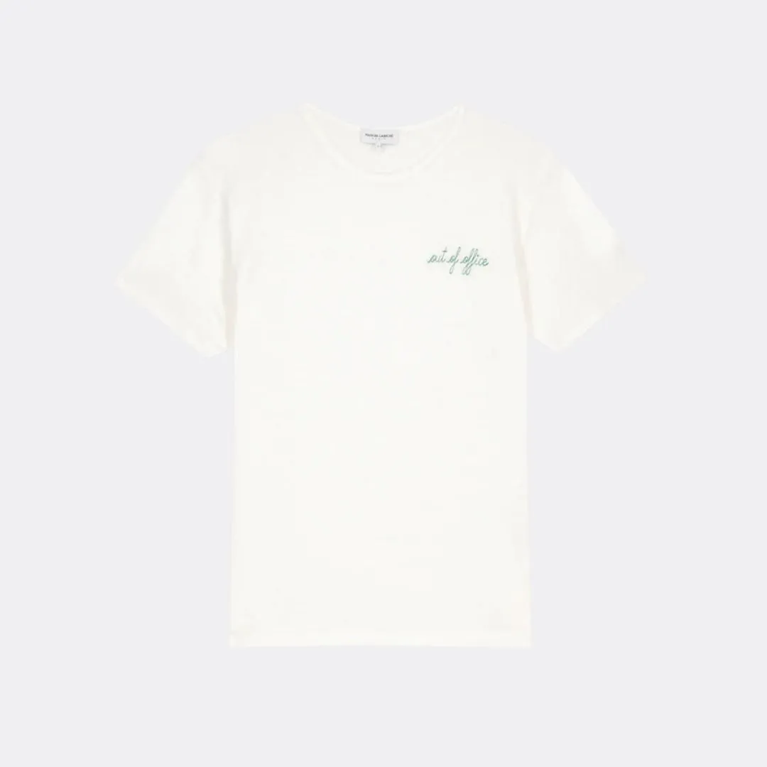 "Out of Office" Linen Villiers T-Shirt (Off White)