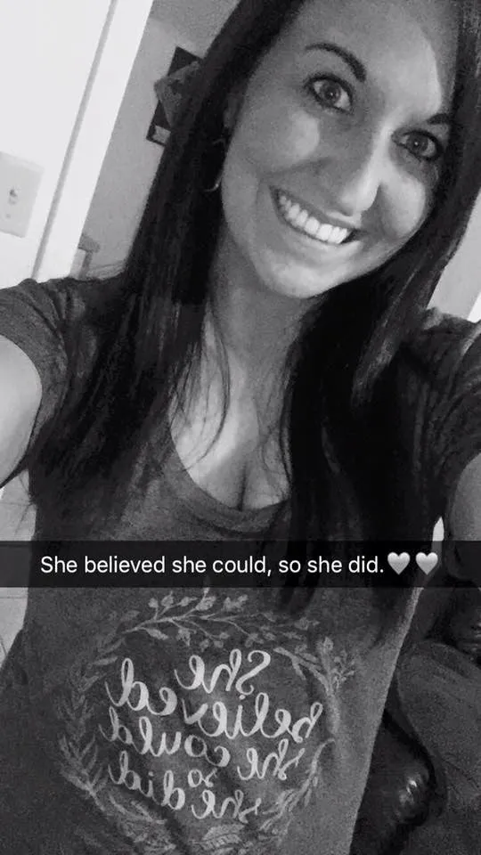 "She Believed She Could, So She Did" design printed on a Flowy Raglan Tee