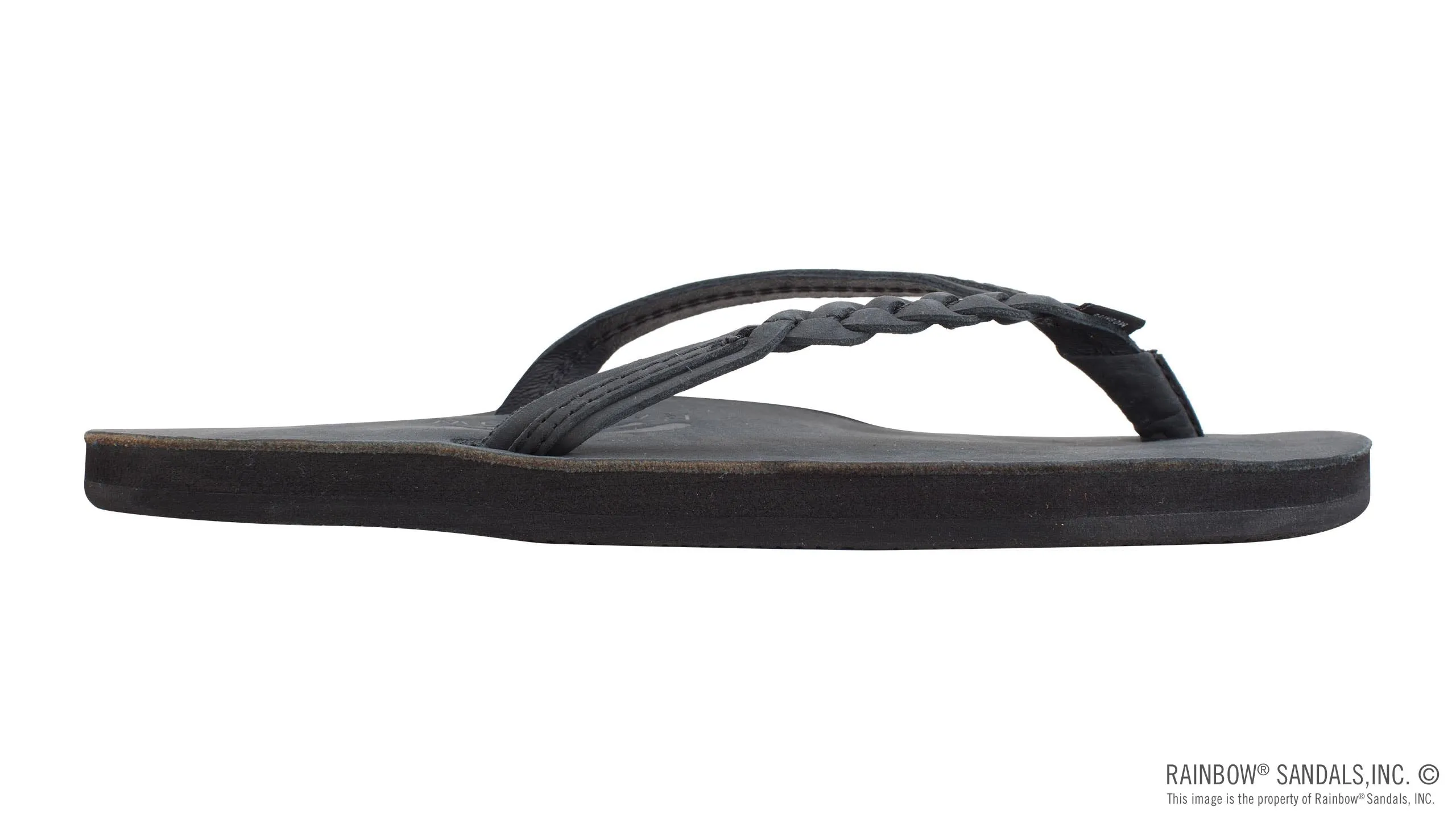 Rainbow Sandals Women's Flirty Braidy -  Single Layer - 1/2" Braided Strap - Black