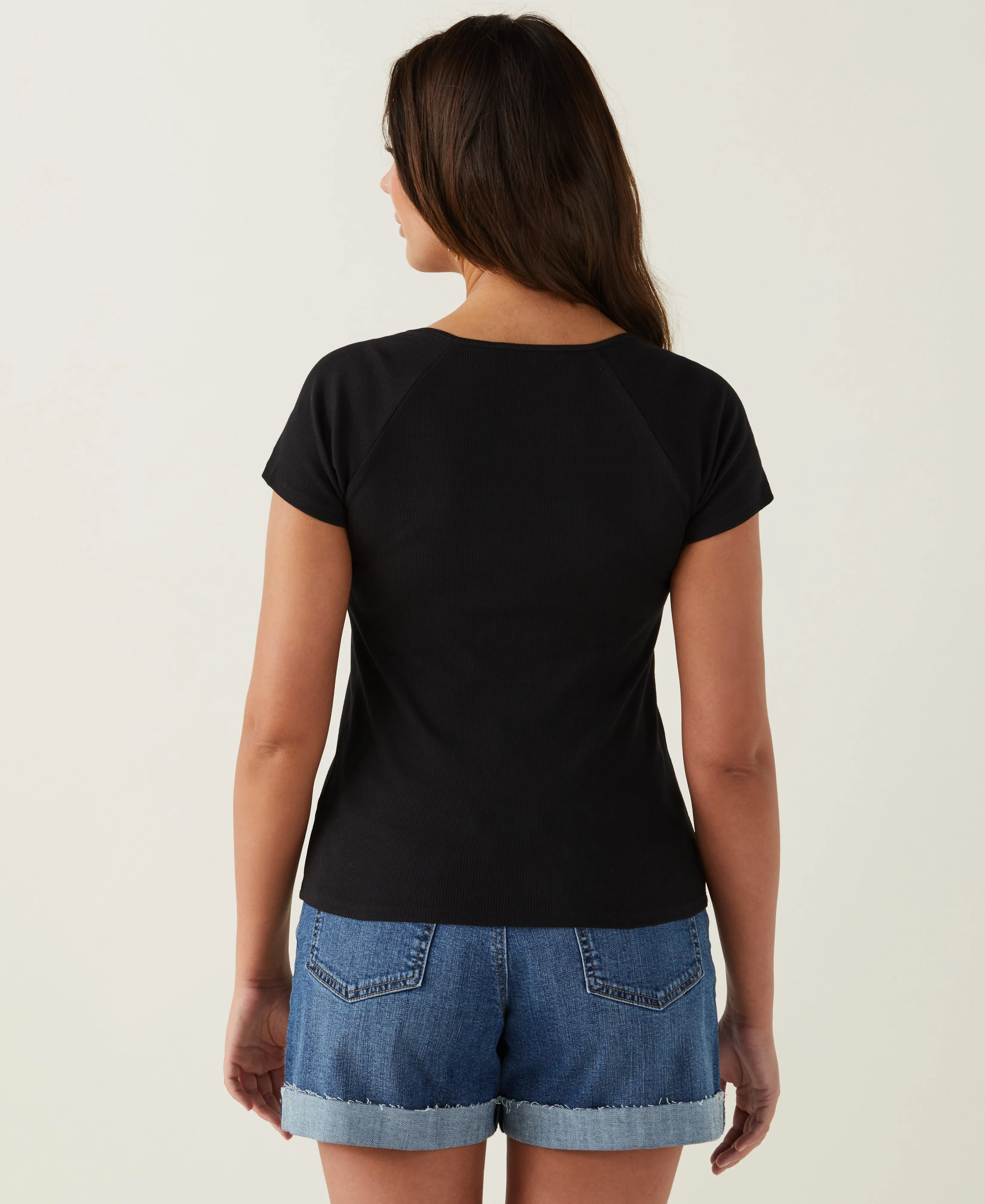 Ribbed Square Neck Tee