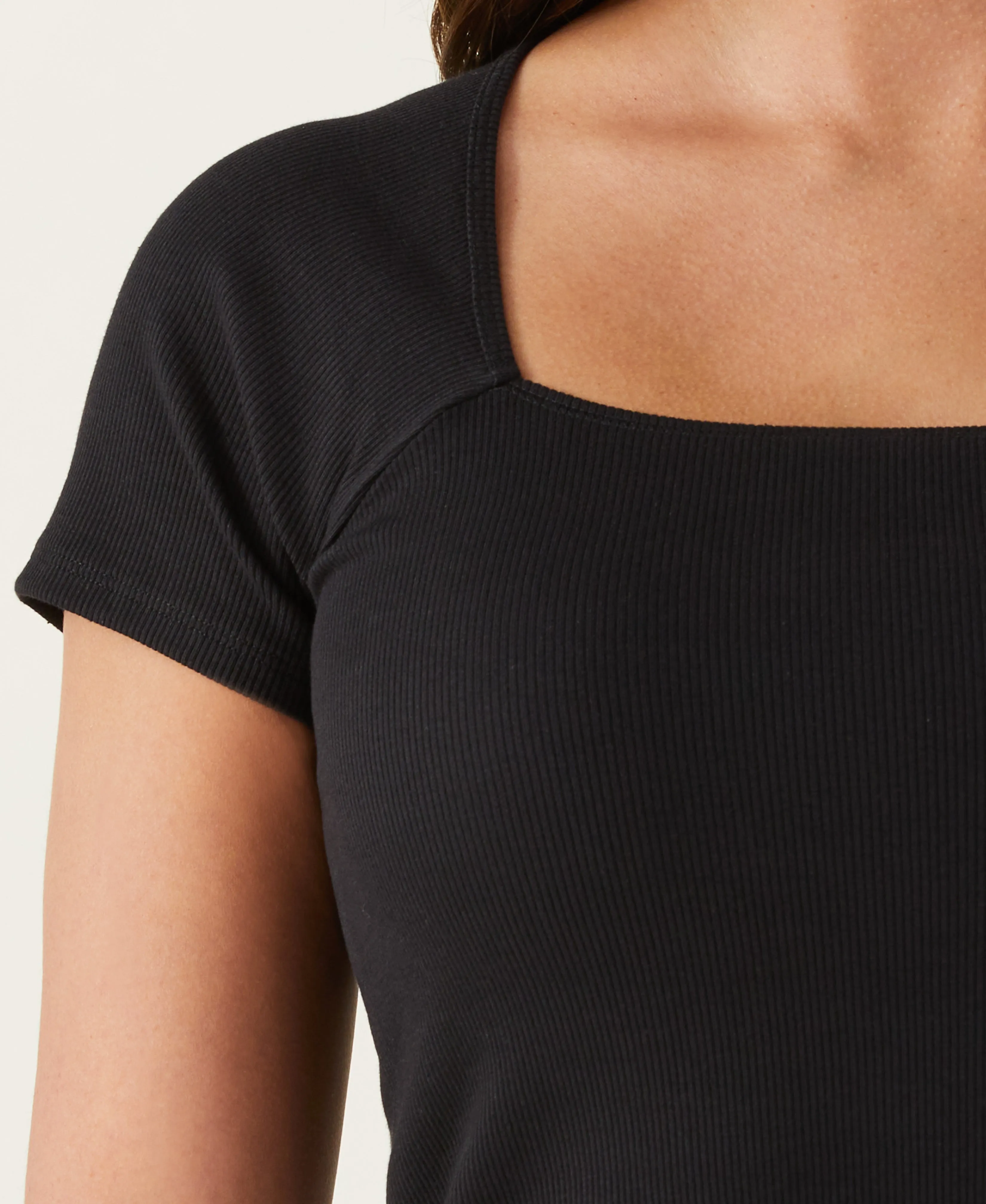 Ribbed Square Neck Tee