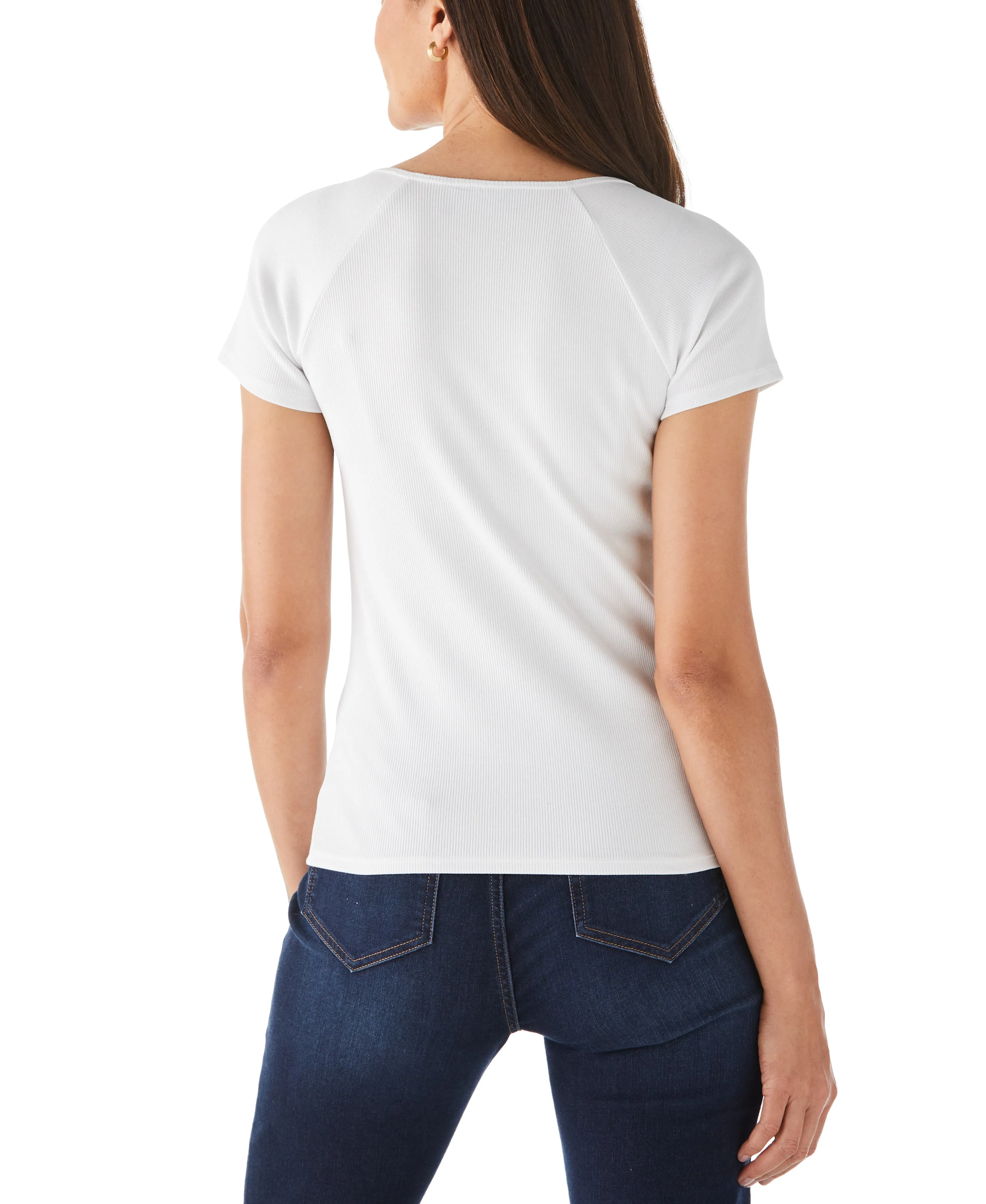 Ribbed Square Neck Tee