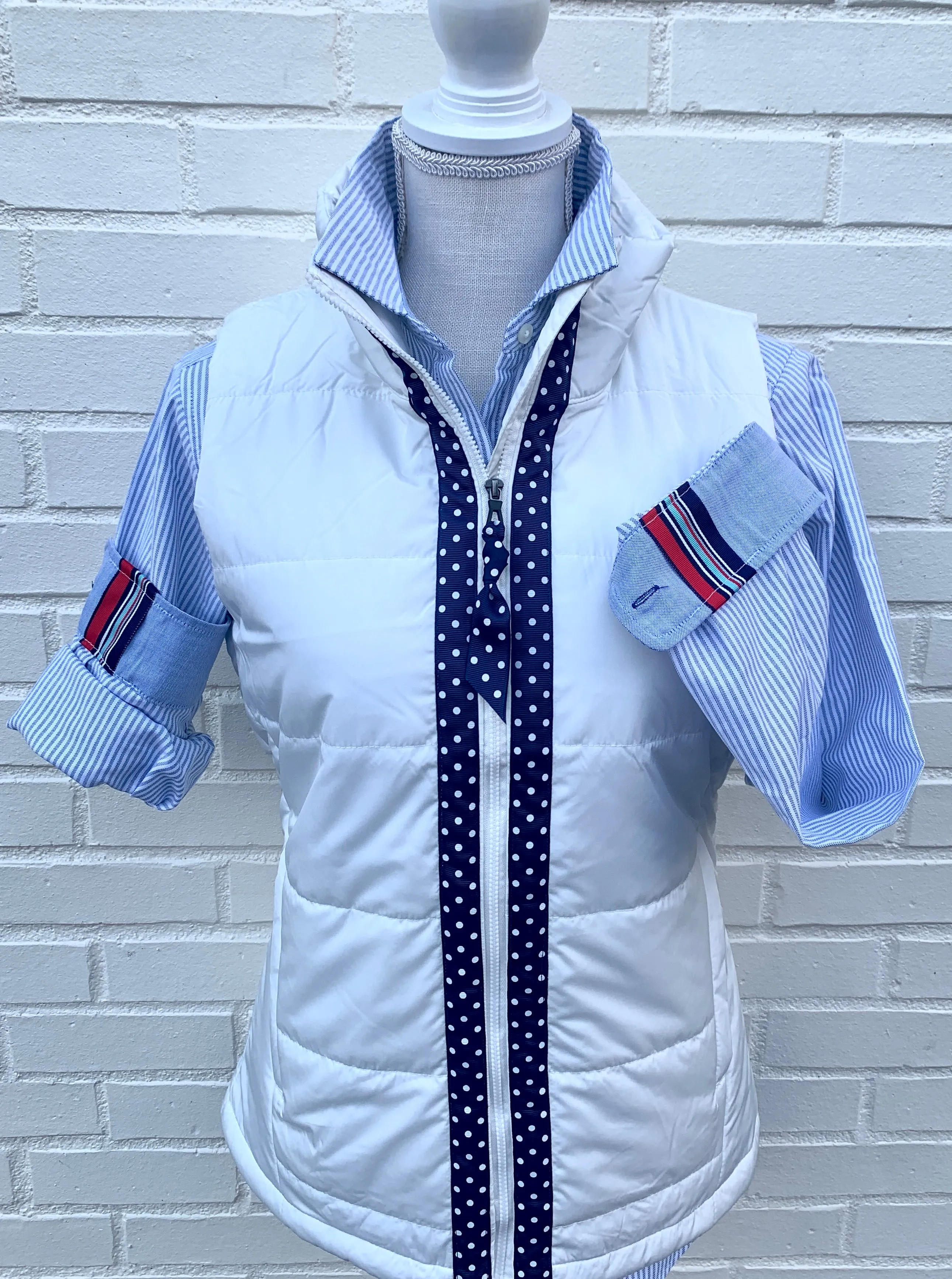 SALE - S, XL ONLY - Maggie May Ribbon Puffer Vest (PF27) *FINAL SALE*