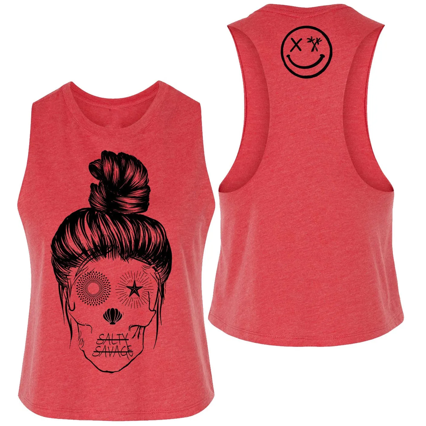 Salty Savage Ladies "Messy Bun" Flowy Crop Tank