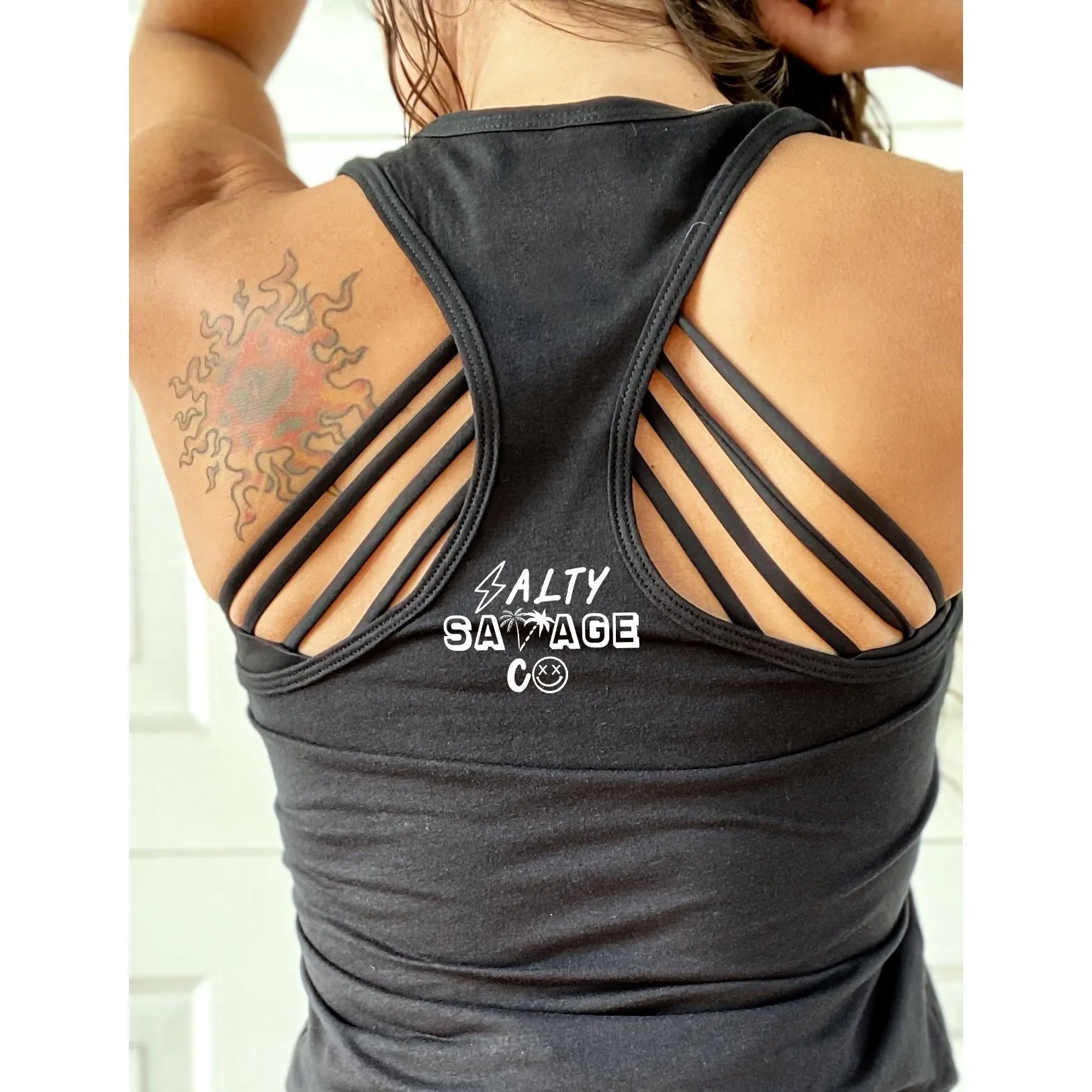 Salty Savage Ladies "Palm Smile" Racerback Tank