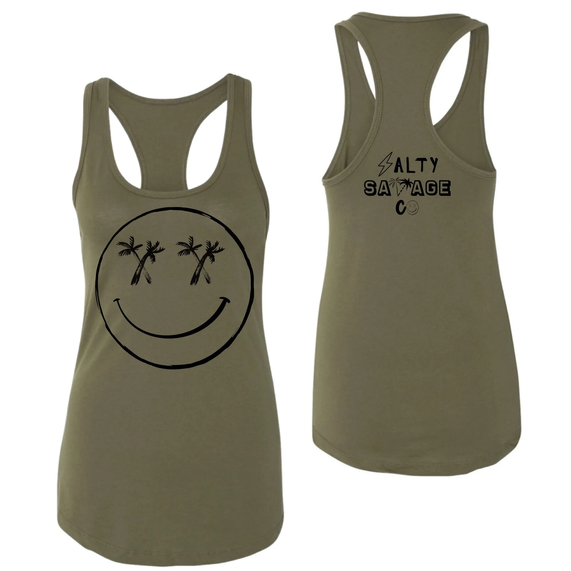 Salty Savage Ladies "Palm Smile" Racerback Tank