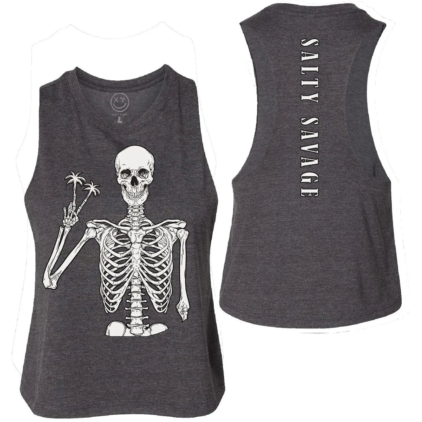 Salty Savage Ladies "Peace Skeleton" Flowy Crop Tank