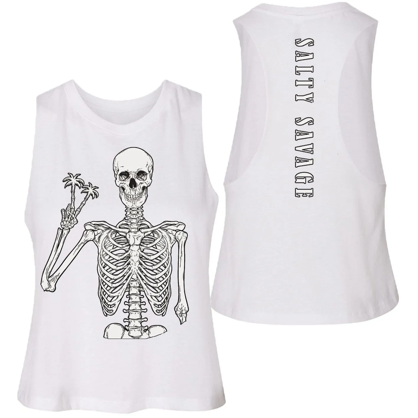 Salty Savage Ladies "Peace Skeleton" Flowy Crop Tank