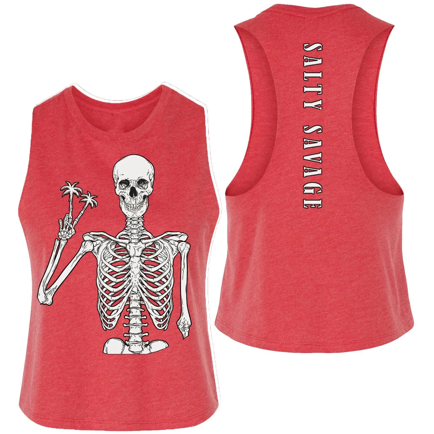 Salty Savage Ladies "Peace Skeleton" Flowy Crop Tank