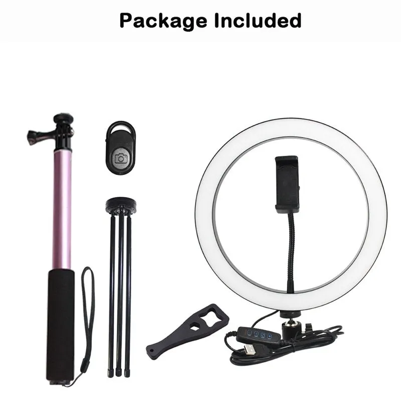 Signature Pink Selfie Stick Tripod with Ring Light and Remote