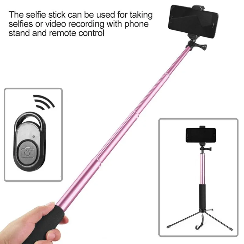 Signature Pink Selfie Stick Tripod with Ring Light and Remote