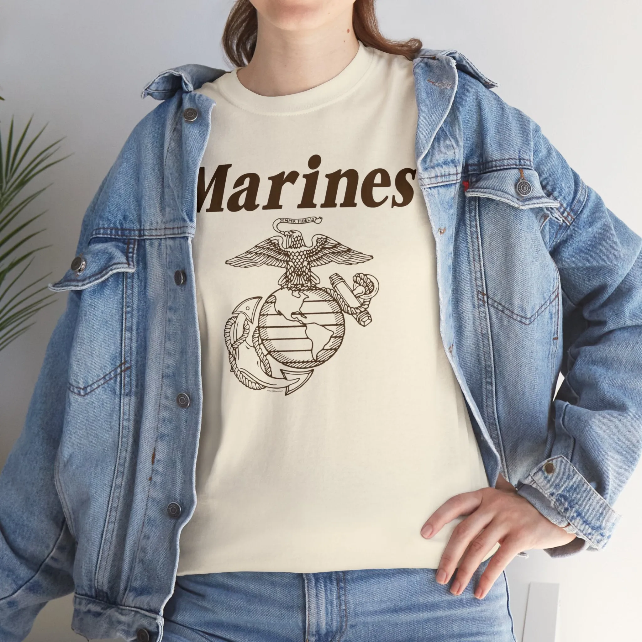 T-Shirt: Marines & Line Drawn EGA (Eagle, Globe and Anchor)