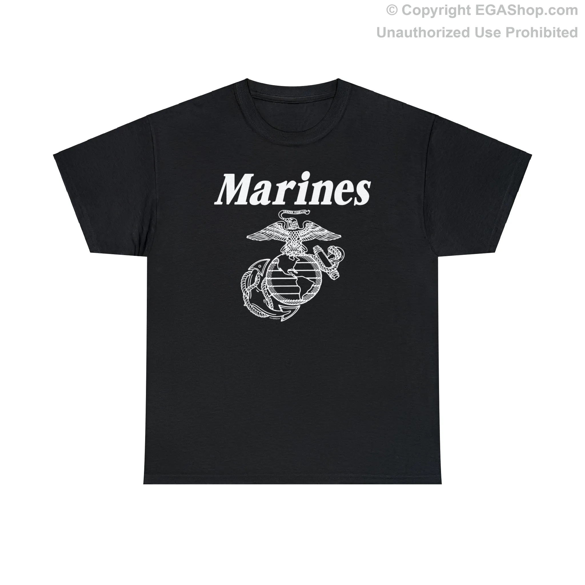 T-Shirt: Marines & Line Drawn EGA (Eagle, Globe and Anchor)