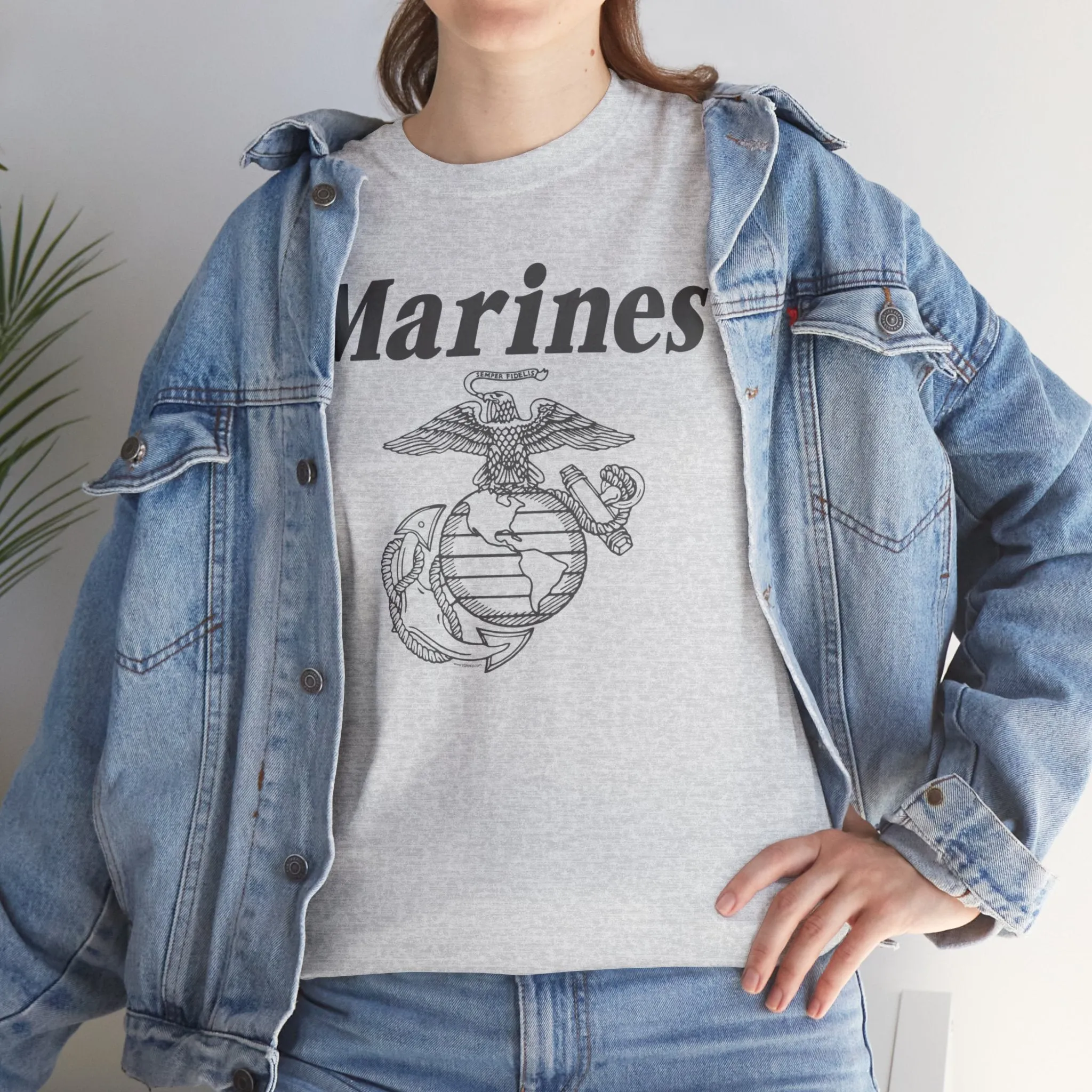 T-Shirt: Marines & Line Drawn EGA (Eagle, Globe and Anchor)