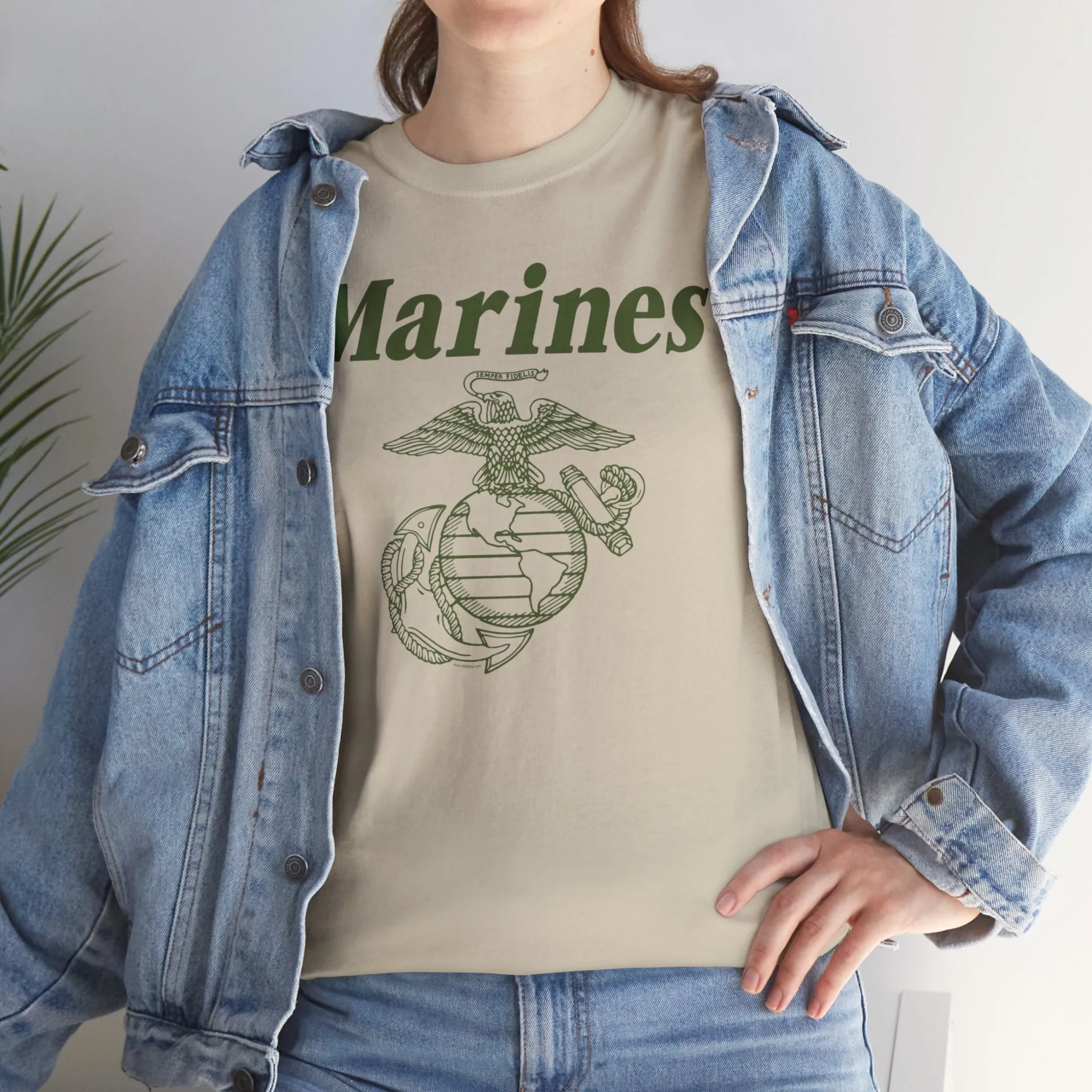 T-Shirt: Marines & Line Drawn EGA (Eagle, Globe and Anchor)