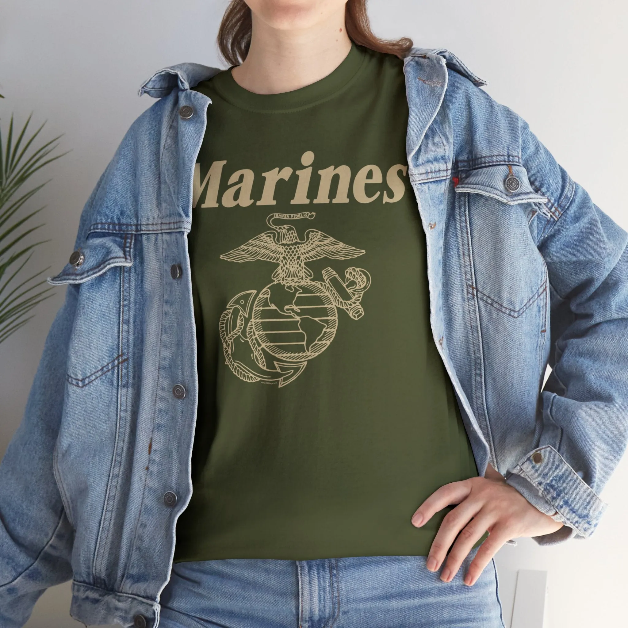 T-Shirt: Marines & Line Drawn EGA (Eagle, Globe and Anchor)