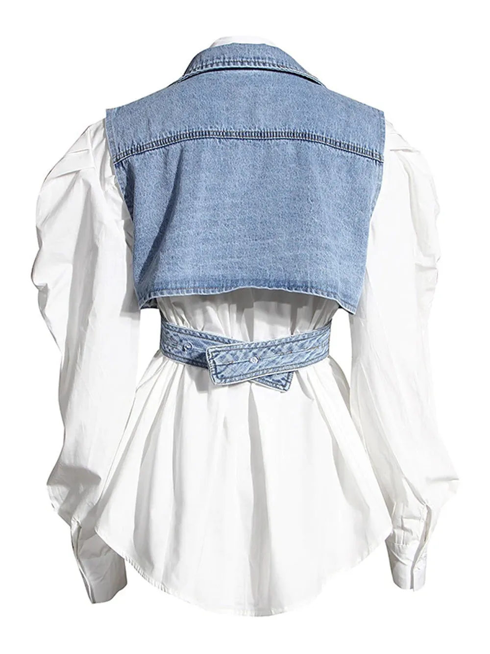 TANTA Blouse & Denim Vest Set