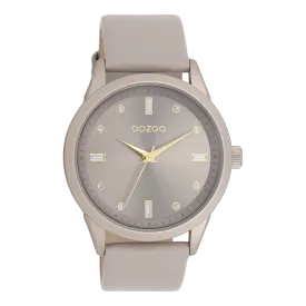 Taupe OOZOO watch with taupe leather strap - C11287