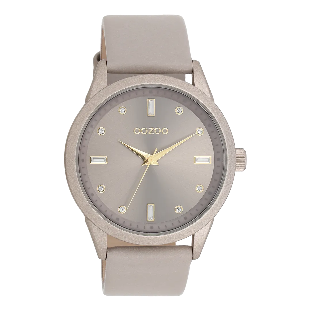 Taupe OOZOO watch with taupe leather strap - C11287