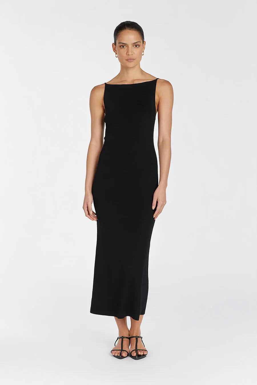 TAYLOR BLACK KNIT MIDI DRESS