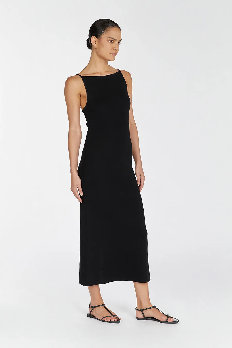 TAYLOR BLACK KNIT MIDI DRESS