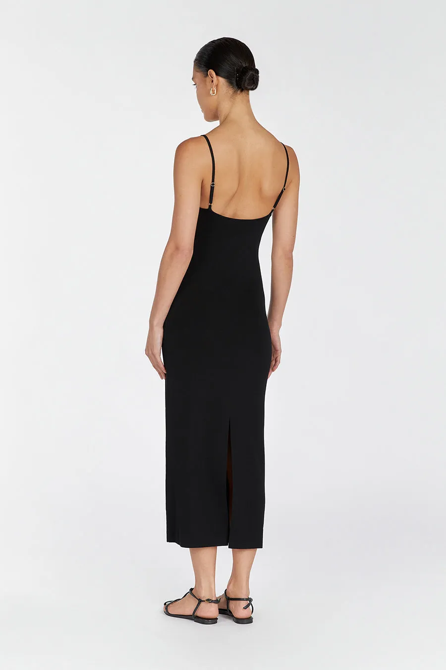 TAYLOR BLACK KNIT MIDI DRESS