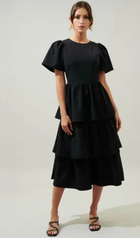 The Vincent Tiered Black Dress