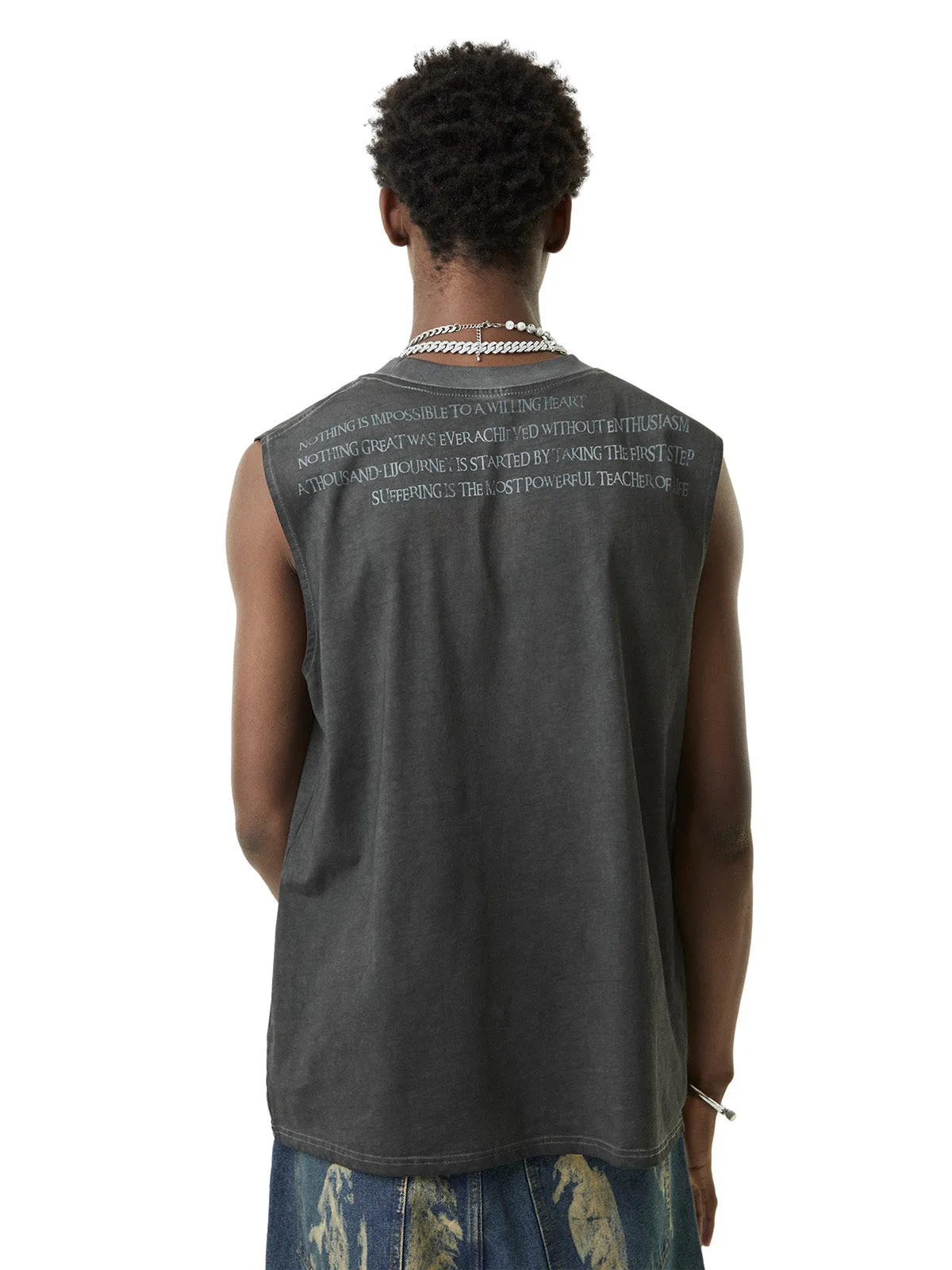 Thesupermade Heavy Worker Washed And Broken Retro Font VEST