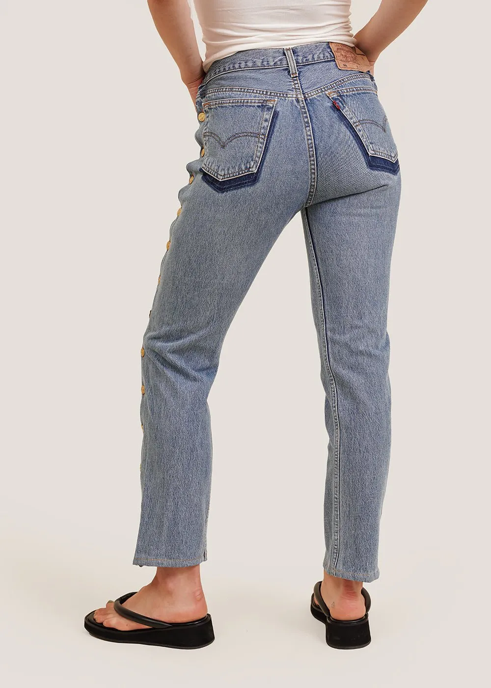 Classic High-Waisted Vintage Side-Button Jeans for Women