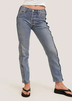 Classic High-Waisted Vintage Side-Button Jeans for Women