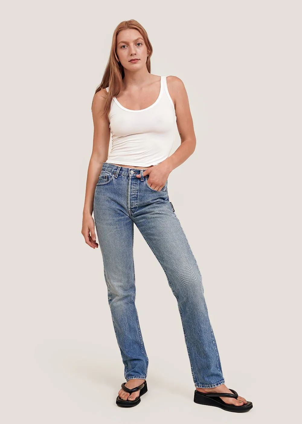 Classic High-Waisted Vintage Side-Button Jeans for Women