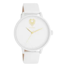 White OOZOO watch with white leather strap - C11343